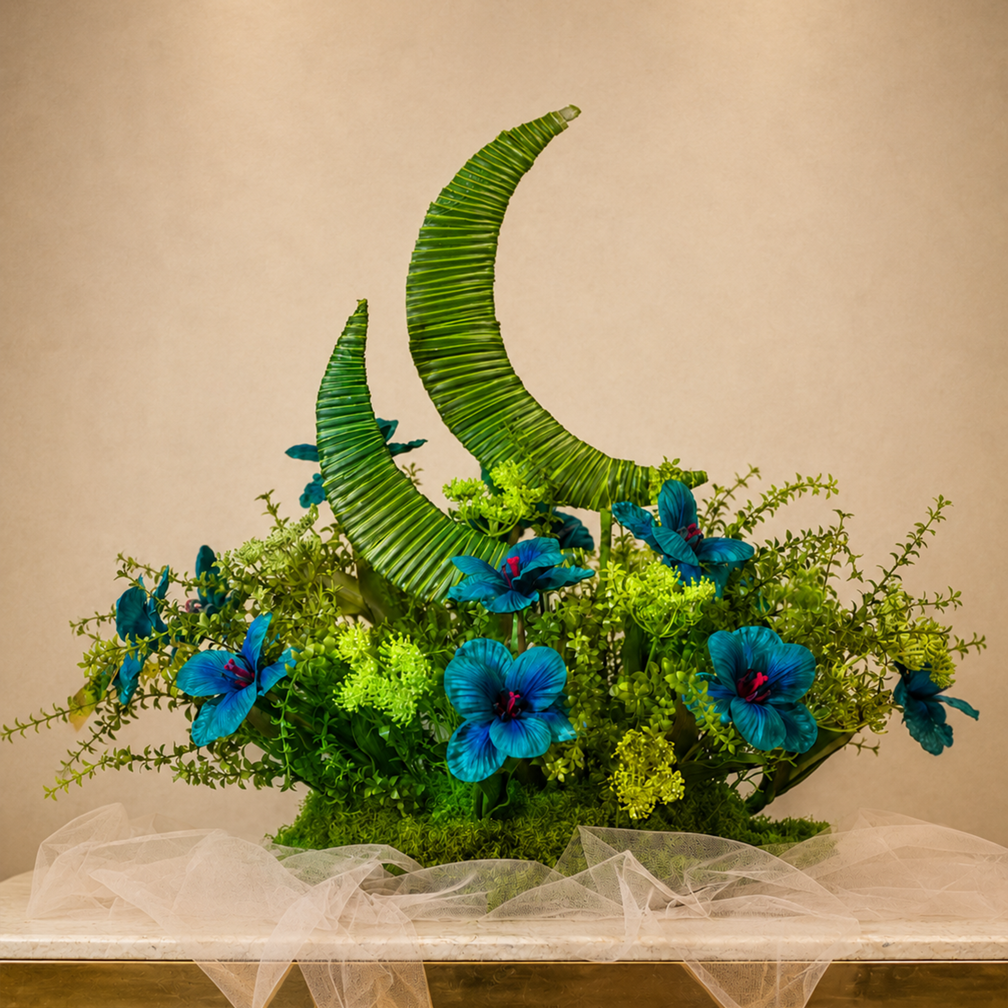 15 Tulips - 2 Punch Mini Eucalyptus - 1 Punch Light Stryglass - 4 Punch Amoe - 2 Crescent Acrylic