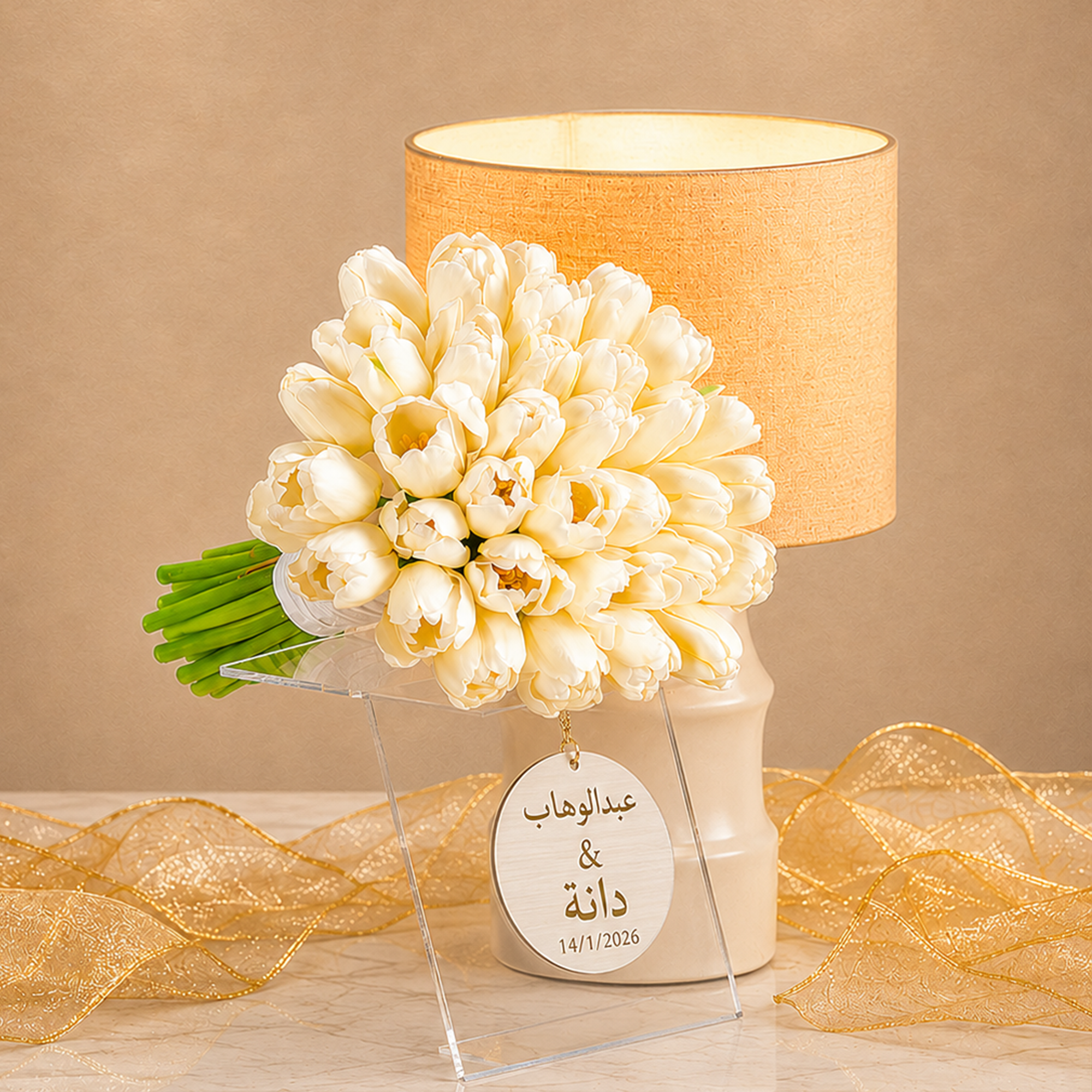 30 Tulips - Acrylic Name - Acrylic Stand